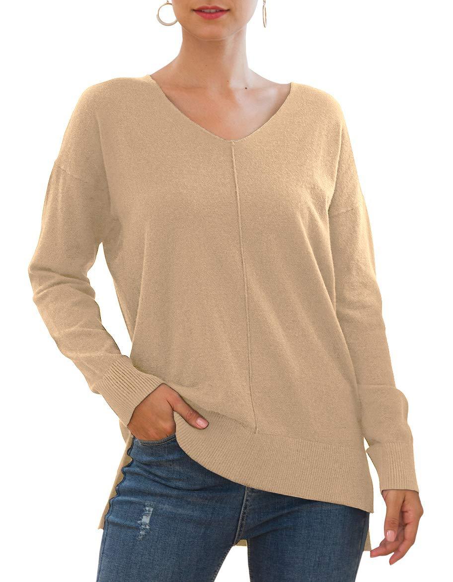 Dame elegant V-hals pullover med asymmetrisk snit Stilla