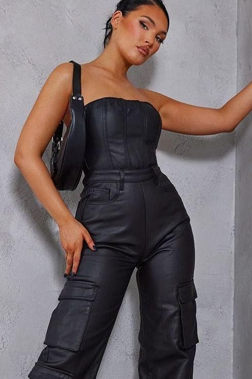 Stilla | Pu læder lomme afslappet jumpsuit