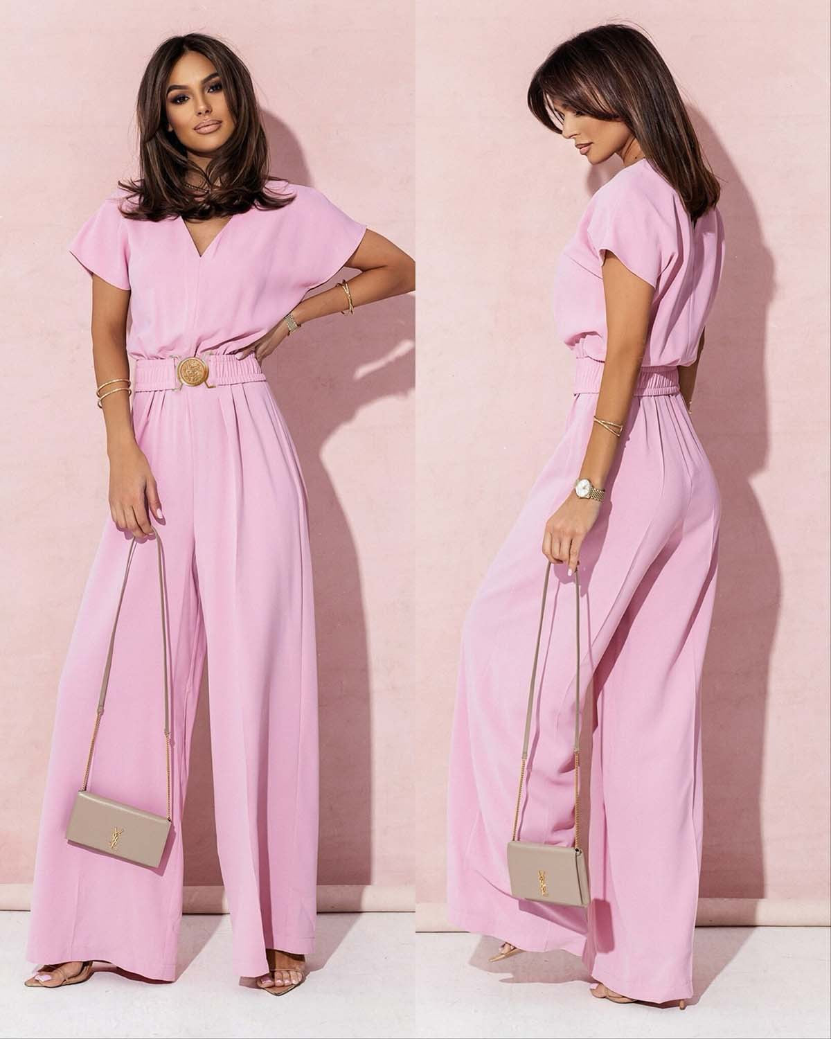 Dame Luftig Jumpsuit med elastisk talje og V-udskæring Stilla