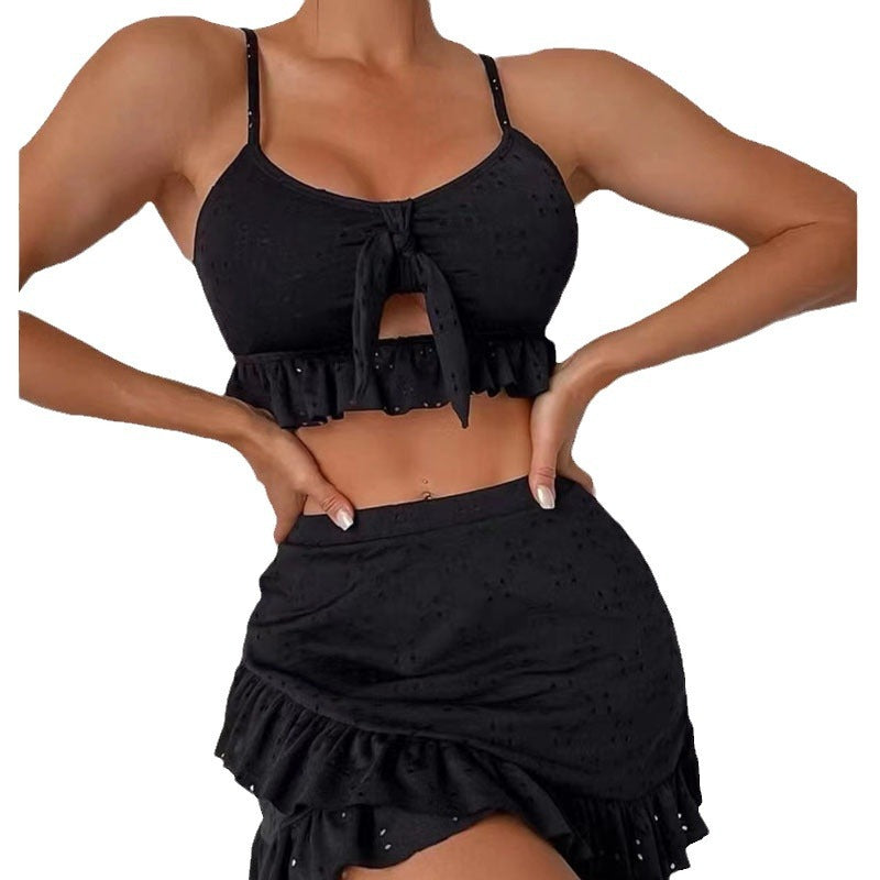Dame crop top og nederdel sæt med legende flæse-design Stilla