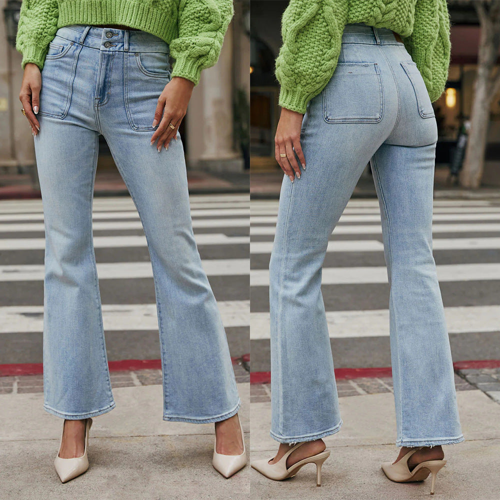 Dame flared jeans med høj talje og trendy snit Stilla