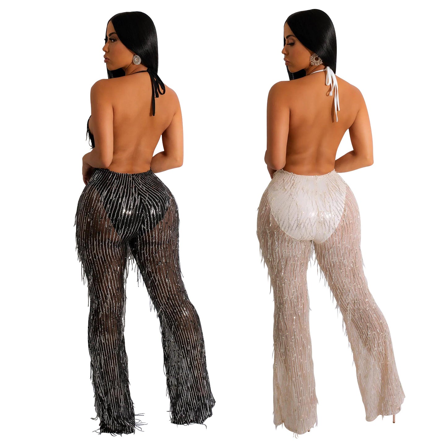 Dame Glamourøs Jumpsuit med frynser og strass dekorationer Stilla