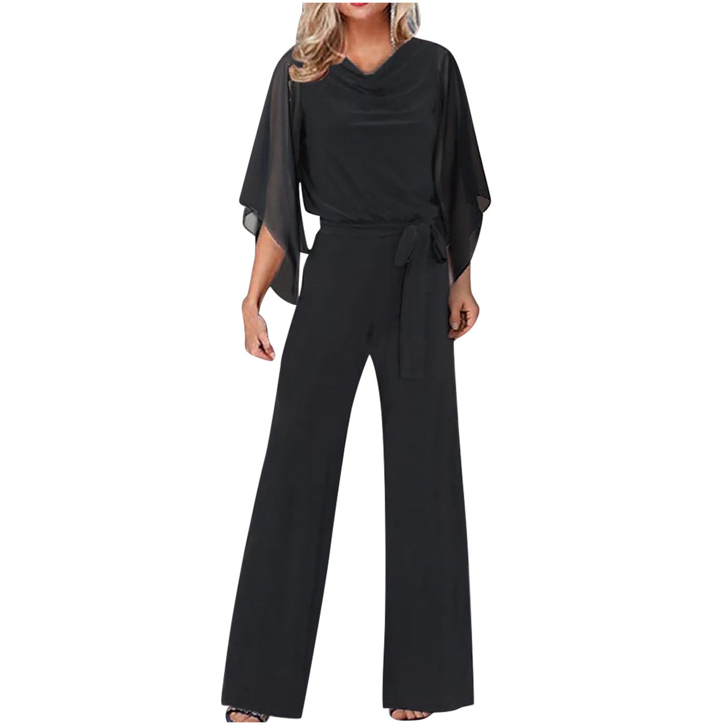 Dame Elegant Jumpsuit med flydende overdel og bred ben Stilla