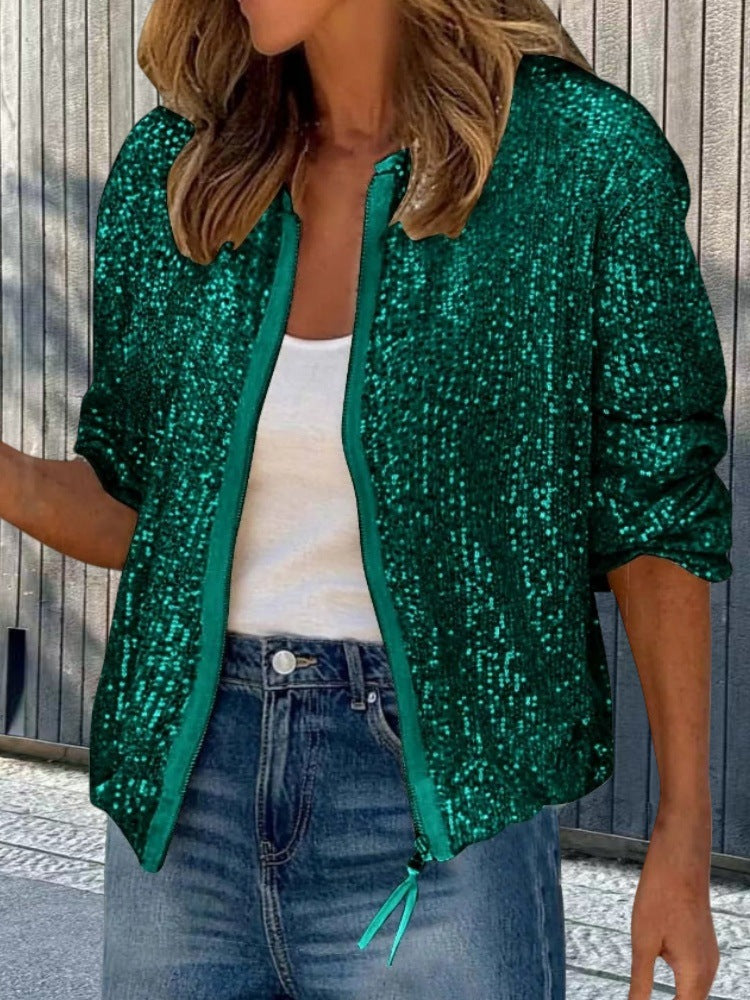 Dame Glitter Deko-jakke med let snit og sidelommer Stilla