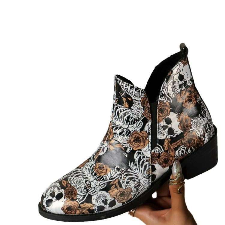 Dame Ekstravagante Cowboystøvler med florale Dødskalderskabeloner Stilla
