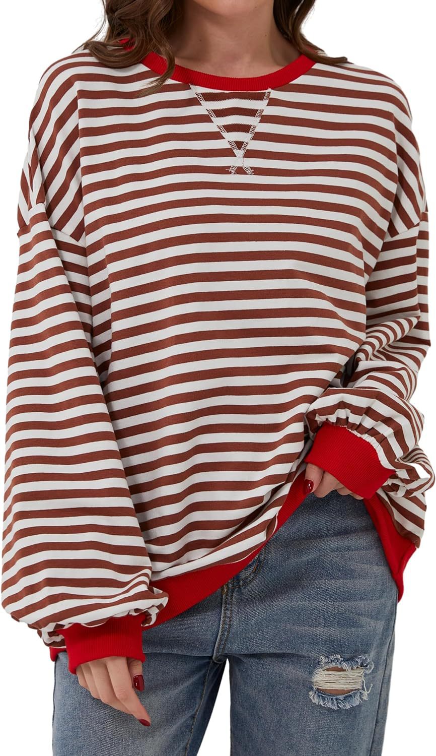 Stilla | Løs Stribet Pullover i Løs Pasform