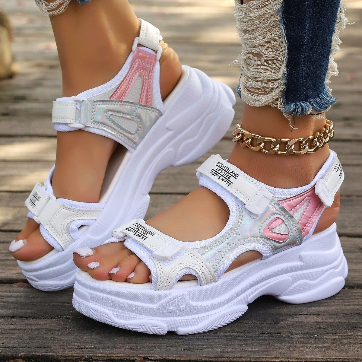 Dame Sporty Sandaler med justerbare remme og polstret sål Stilla