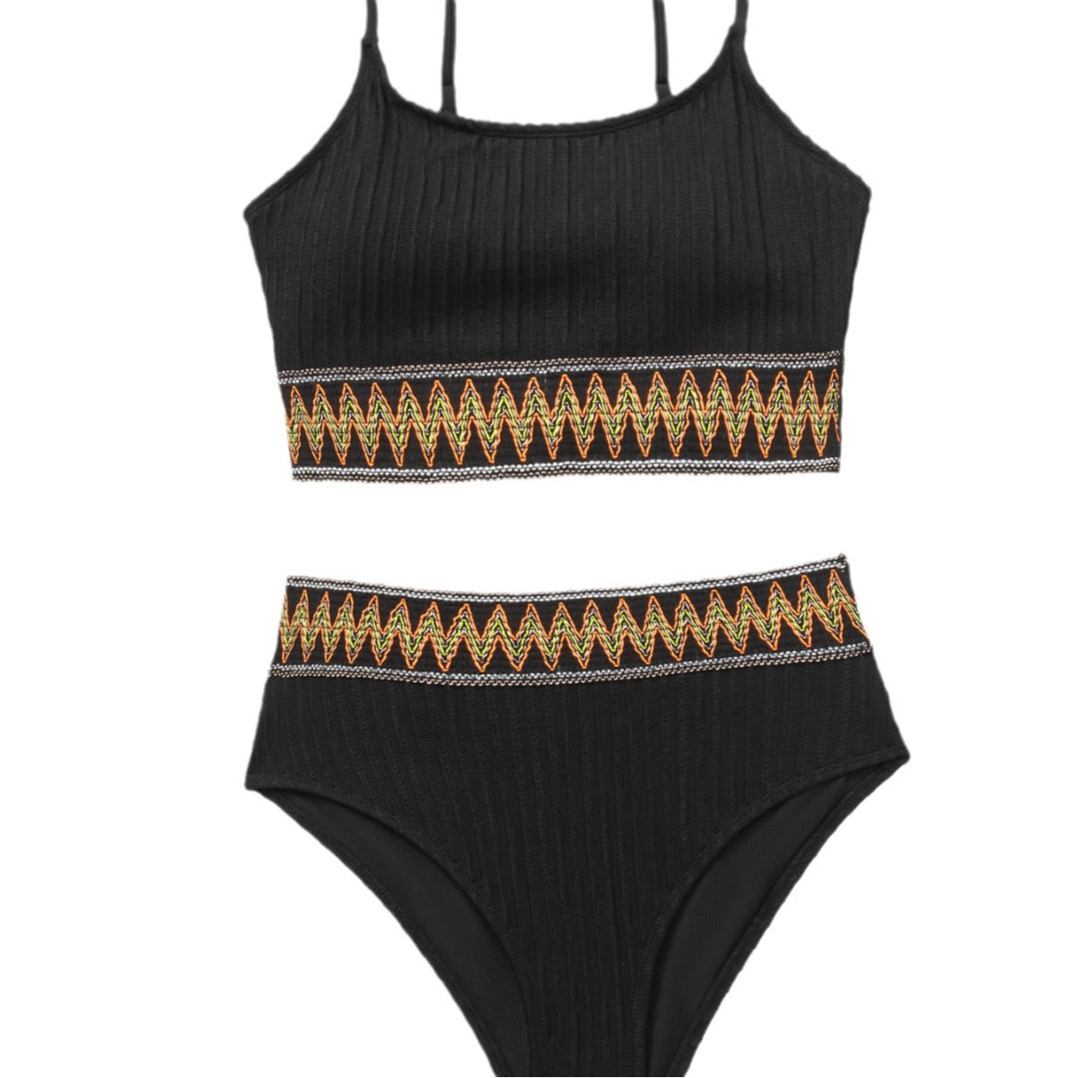Dame bikini-sæt med trendy stribet top og højt skårede bukser Stilla