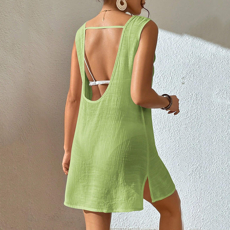 Dame afslappet sommerkjole med original strukturdesign og vid skæring Stilla