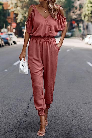 Damer Elegant Jumpsuit med skulderfrihed og smalle ben Stilla