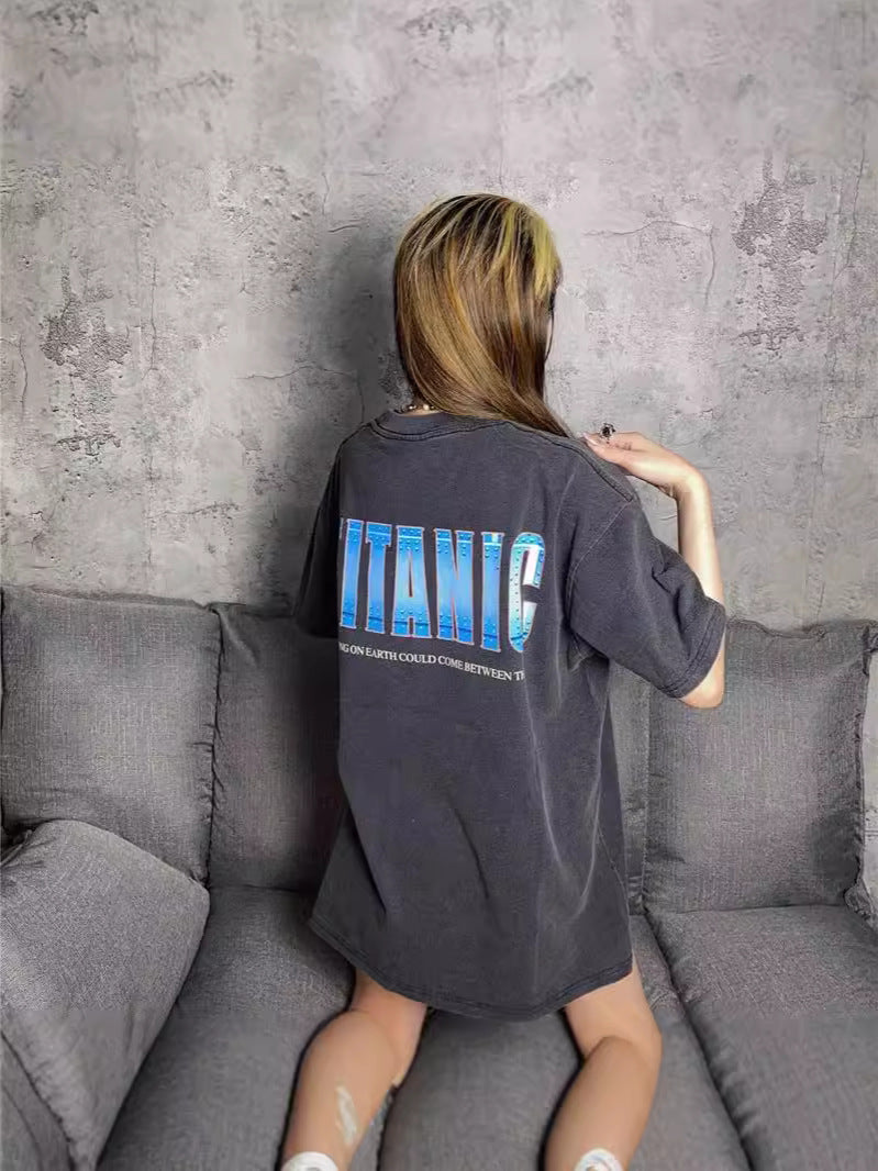 Dame T-shirt med kunstnerisk Titanic grafiktryk og afslappet snit Stilla