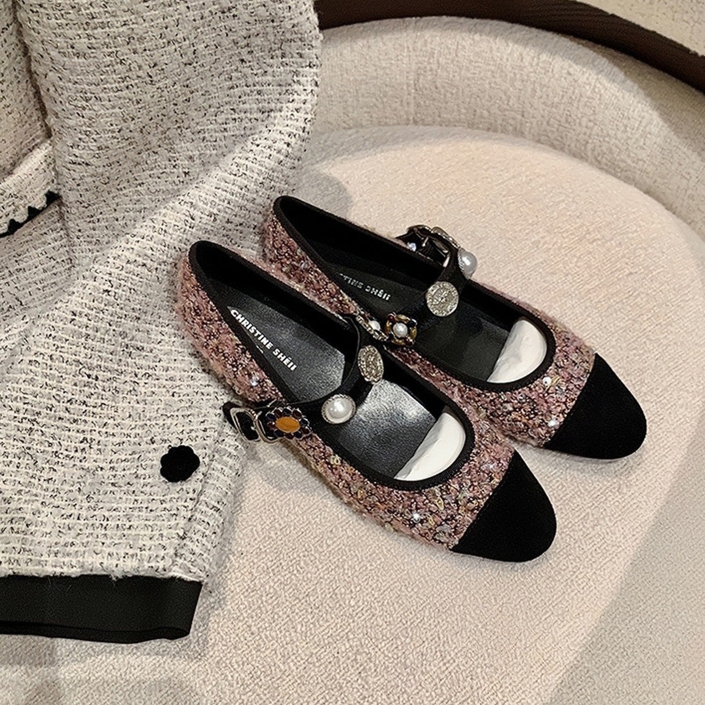 Dame Elegant Pyntet Mary Jane Ballerinas Stilla