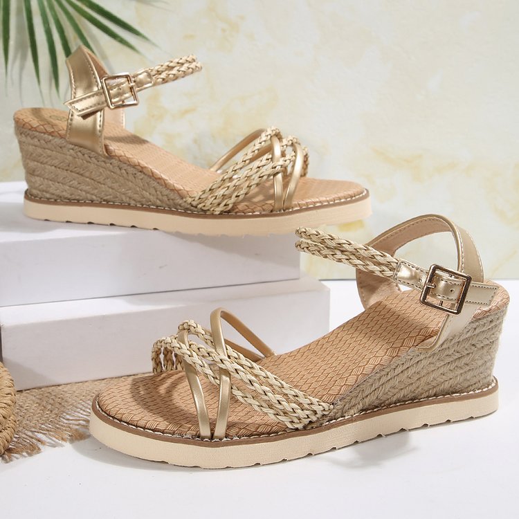 Dame Wedge-sandaler med flettede remme og komfortabelt fodbund Stilla