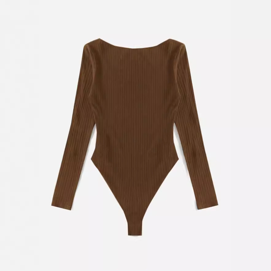 Dame Langærmet Bodysuit i struktureret bomuld Stilla