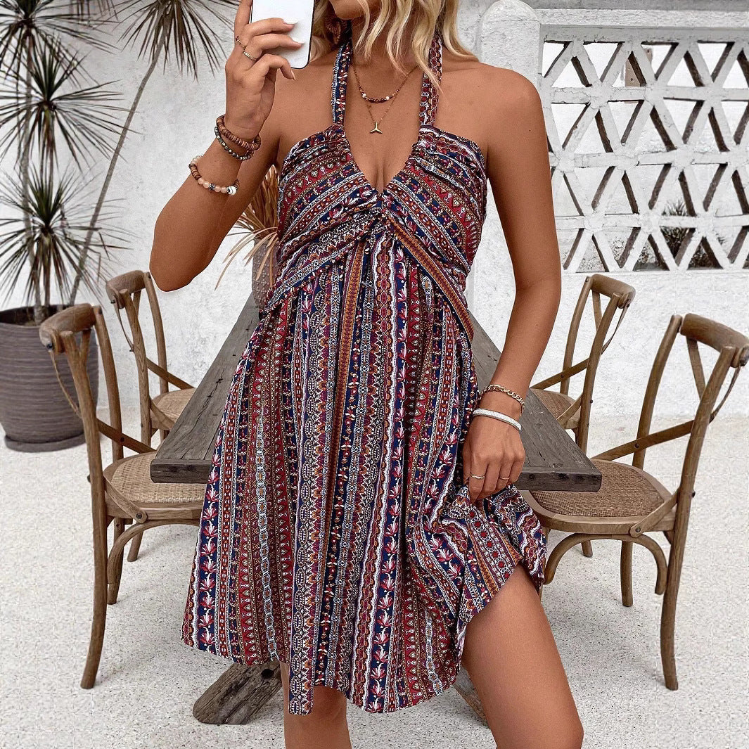 Dame sommerlige jumpsuit med asymmetrisk design og trendy mønstre Stilla