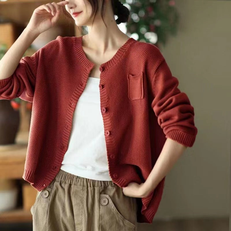 Femme Tekstureret Knap-Up Behagelig Strik Cardigan Stilla