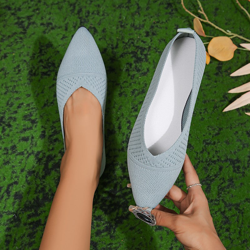 Dame moderne ballerinas med åndbart strikkemateriale og komfortabel sål Stilla