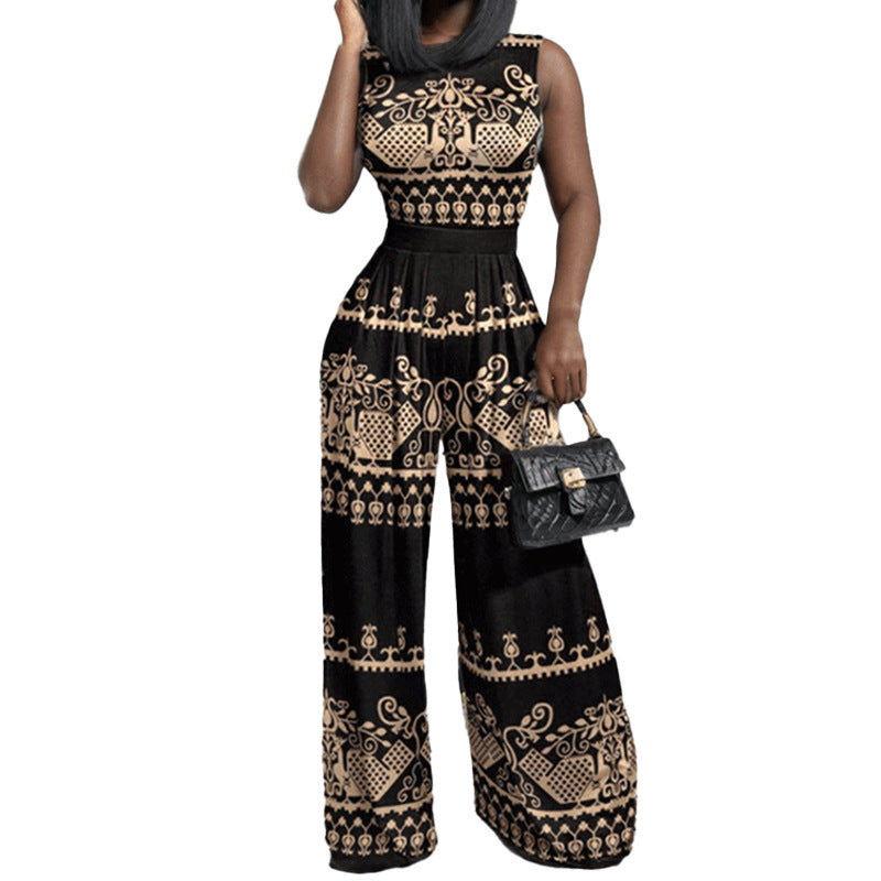 Dame elegant jumpsuit med bred ben og lukkede skuldre Stilla