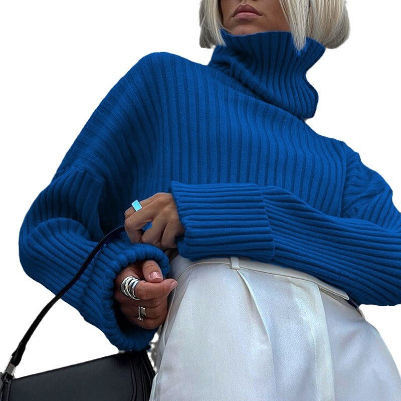 Femme Forkortet Ribstrik Turtleneck Sweater Stilla