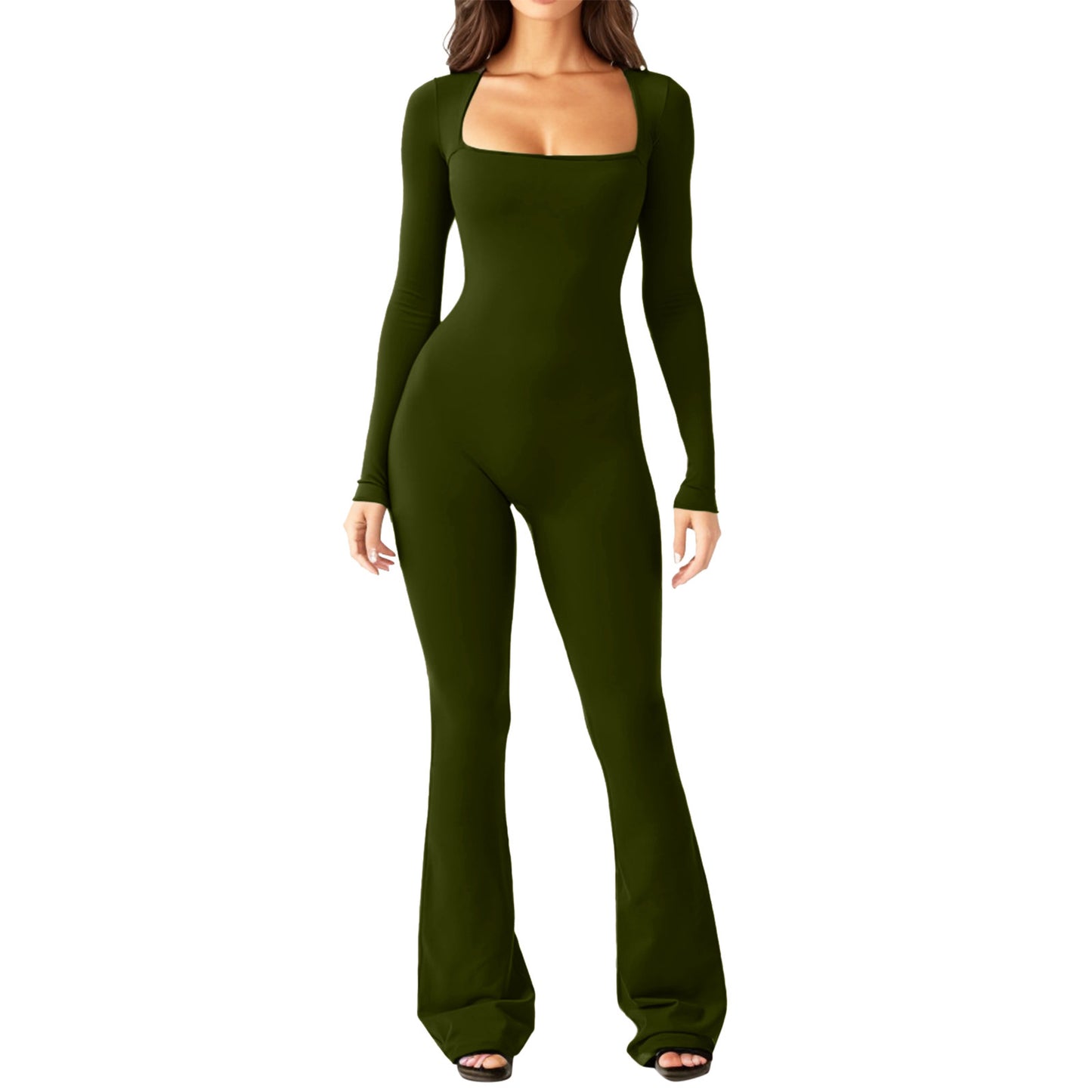Dame Figurtilpasset Jumpsuit med lange ærmer og bred ben Stilla