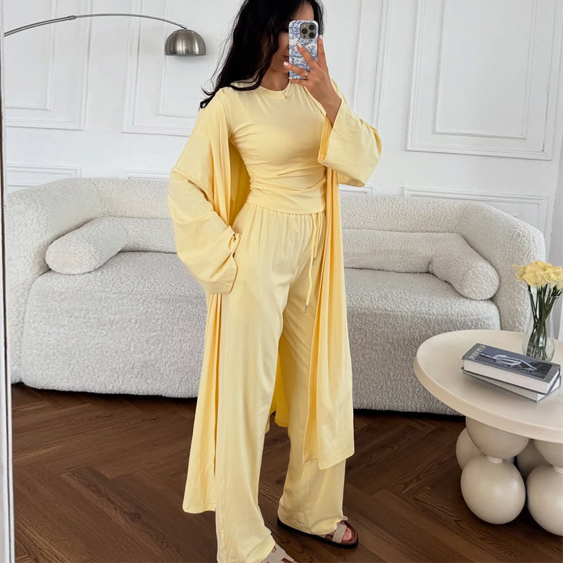 Dame afslappet lounge-sæt med bred top og elastisk bukser Stilla