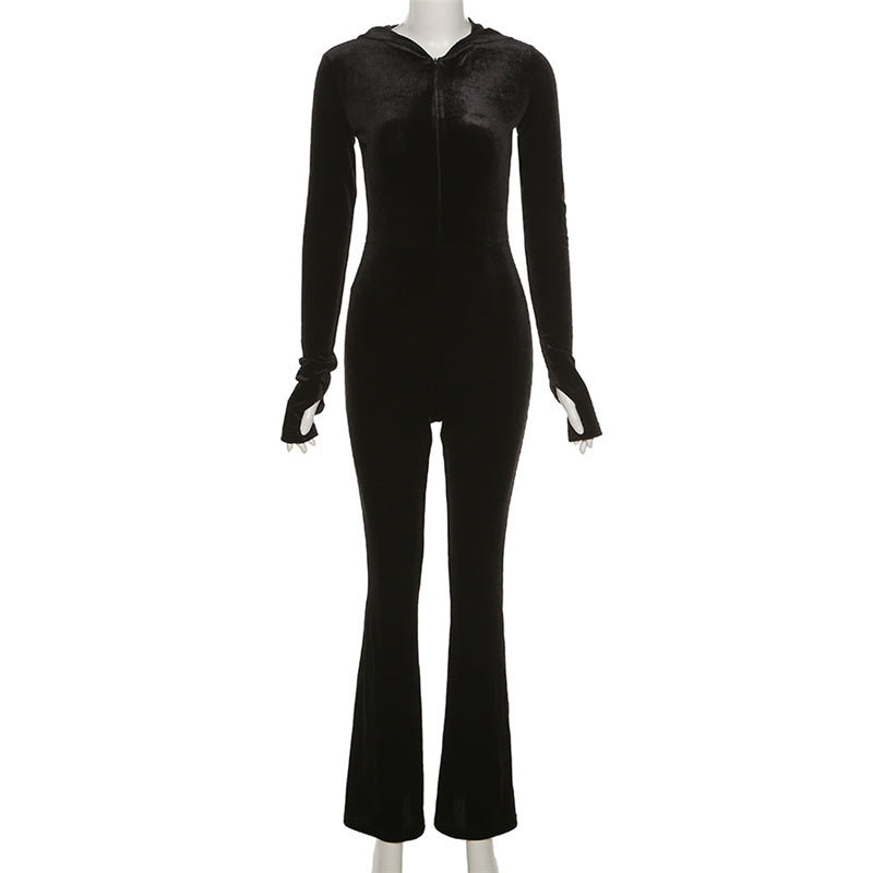Dame elegant Jumpsuit med hætte og usædvanlig snit Stilla