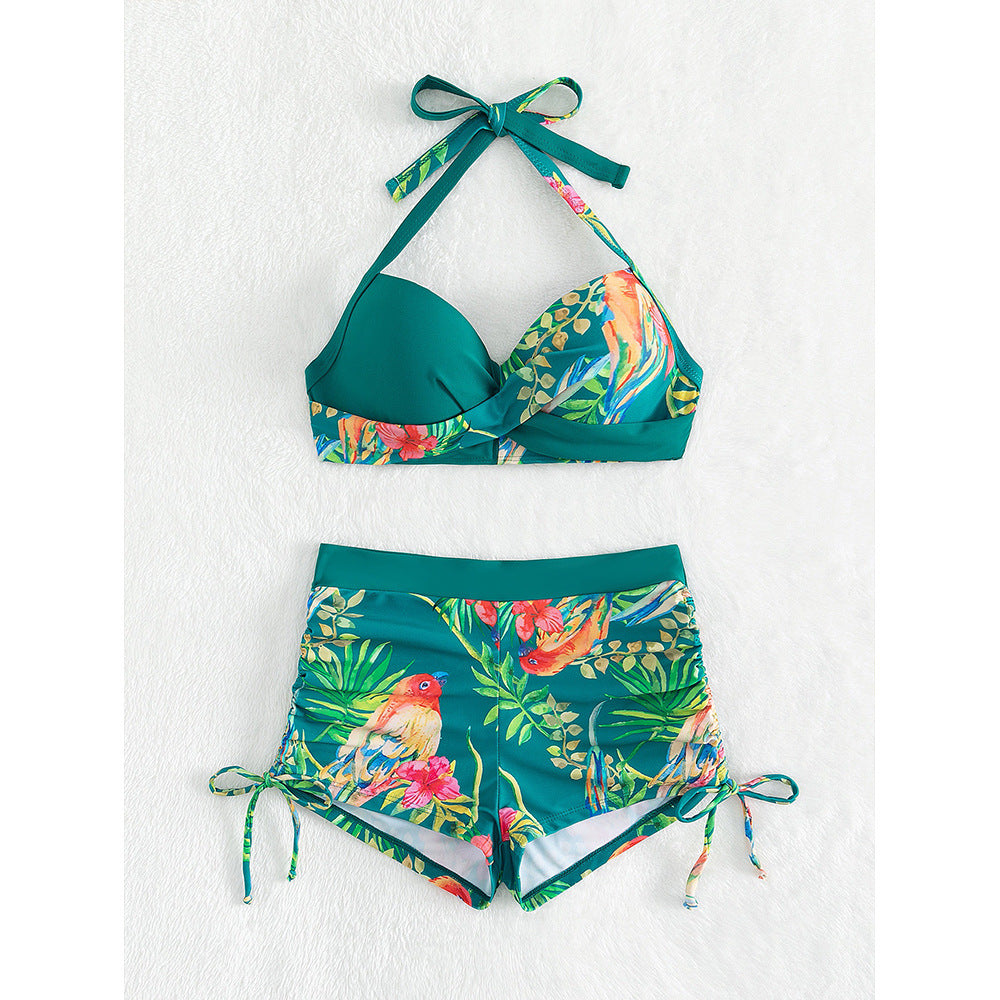 Dame To-delt Bikini-sæt med blomsterdesign og komfortable shaping-bukser Stilla