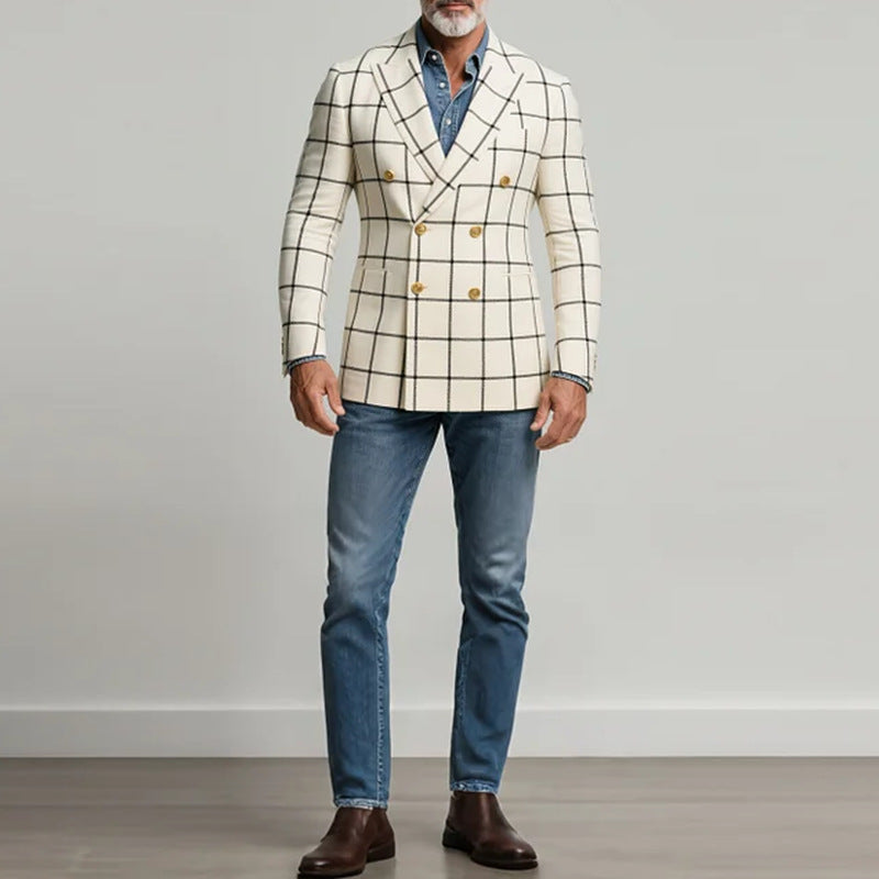 Herrer elegante ternede blazere med dobbelt knaplukning Stilla