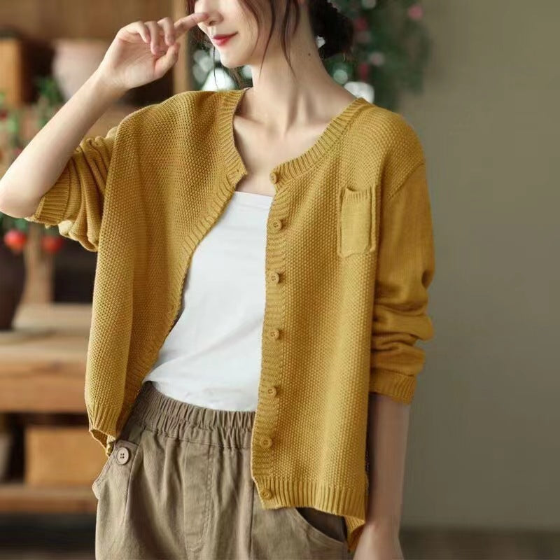 Femme Tekstureret Knap-Up Behagelig Strik Cardigan Stilla