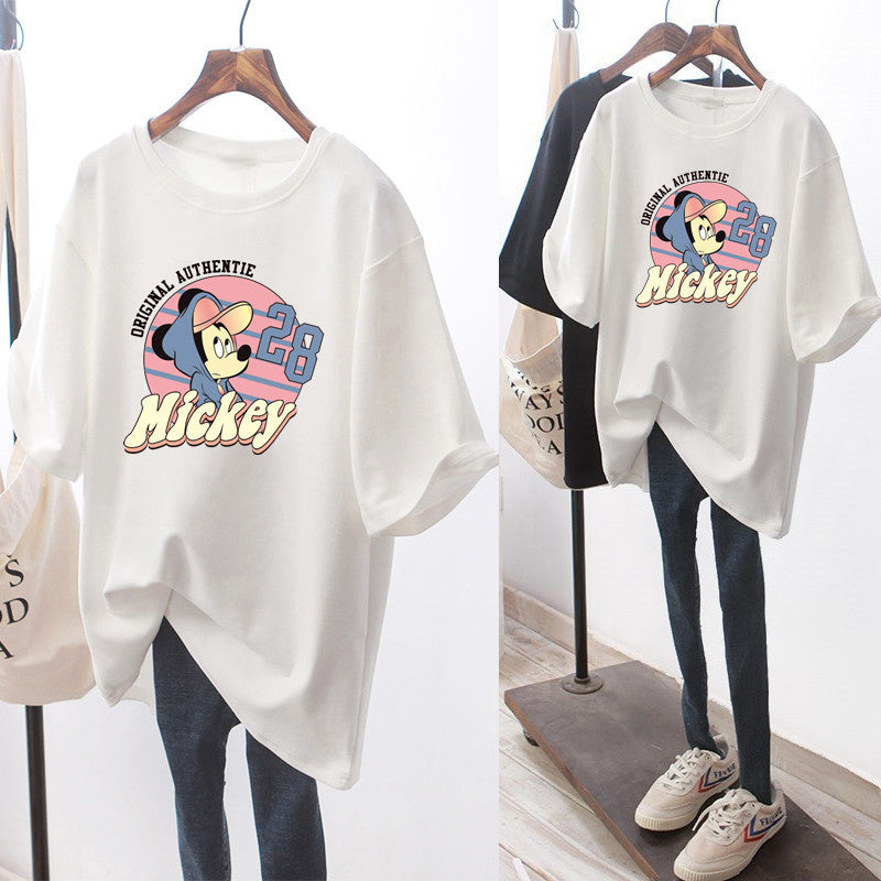 Dame T-shirt med Mickey Mouse design og afslappet oversized skæring Stilla