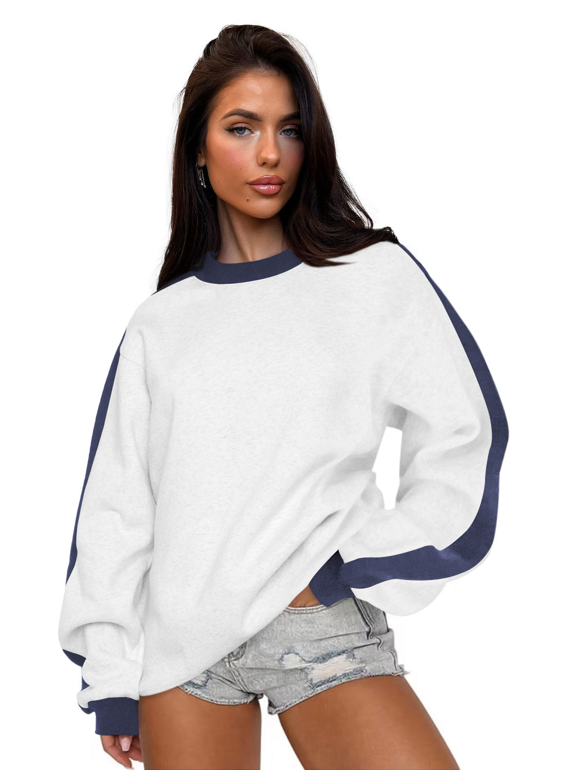 Dame mode sweatshirts med kontrastærmer Stilla