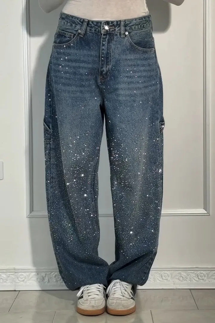 Femme Designer Højlivs-Jeans med himmelske udsmykninger Stilla