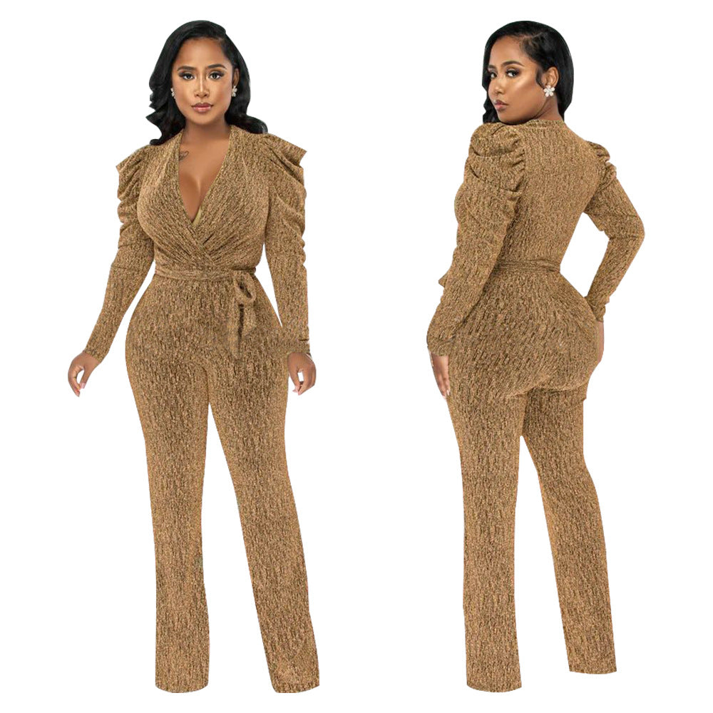 Dame Elegant Jumpsuit med raffineret drapering og figursyet snit Stilla