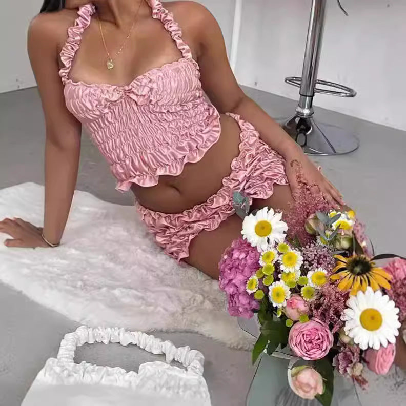 Dame aftenkjole med forførende ruffles design og dyb rygudskæring Stilla