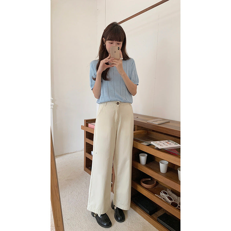 Dame elegant Bred Bukser med høj Talje og klassisk Silhuet Stilla