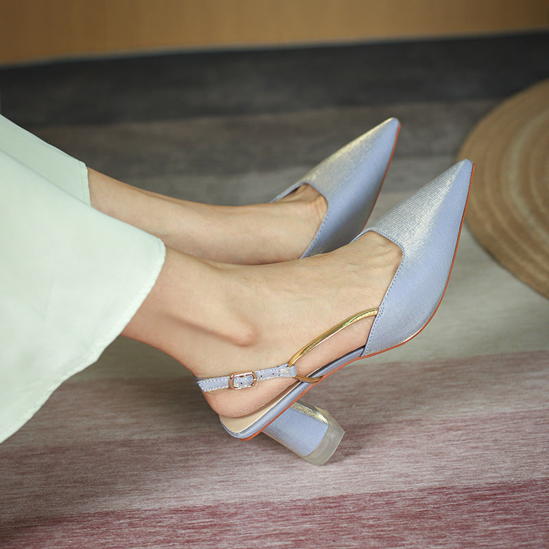 Dame Slingback Spidsesko med gennemsigtig blokhæl Stilla