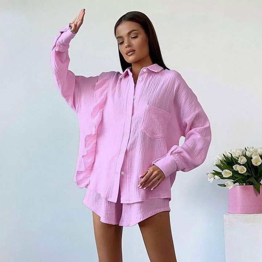 Dame rør-og-bluser og shorts-sæt med løs pasform og trendy detaljer Stilla