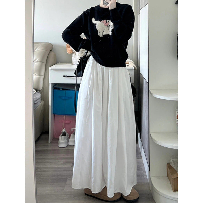 Dame A-linje Maxi-nederdele med plisseret design Stilla