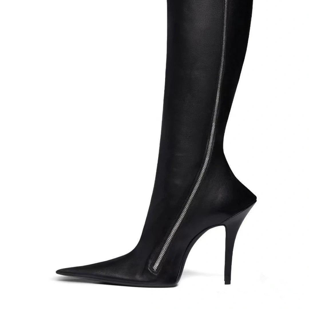 Femme Overknee-Stiletto-Støvler med lynlåsdetalje Stilla