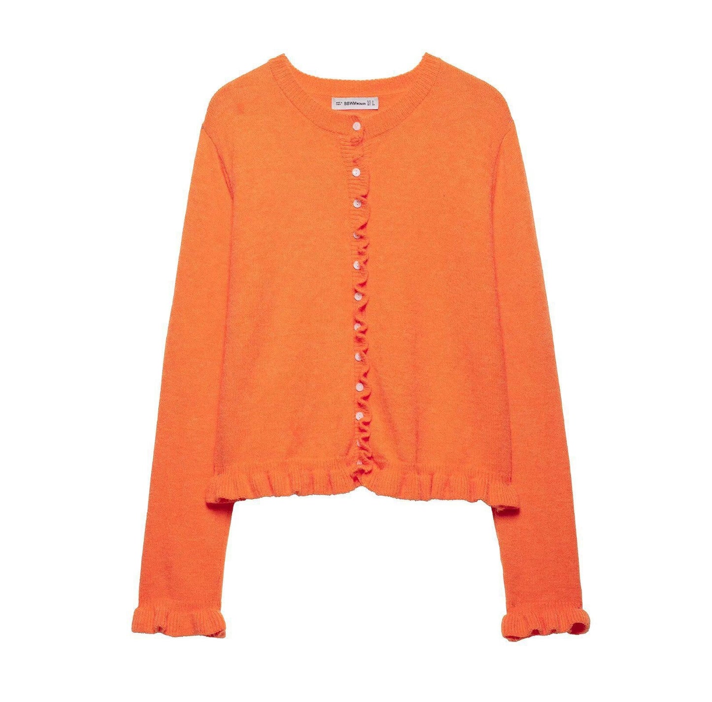 Femme Rüschensaum Knaplukning Cardigan Stilla