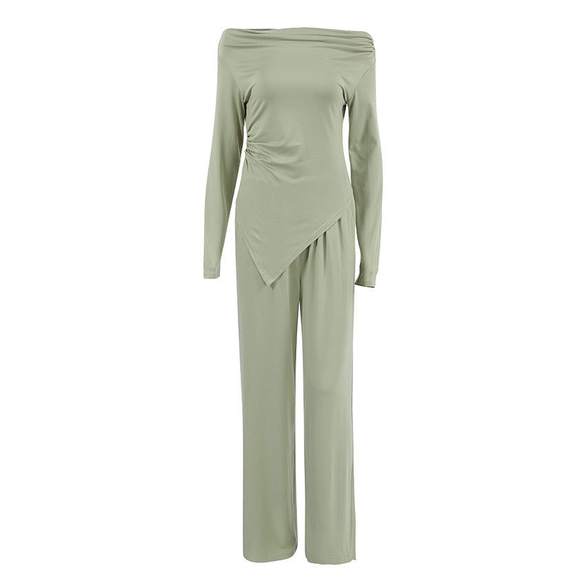 Dame Elegant Jumpsuit med skulderfri design og brede ben Stilla