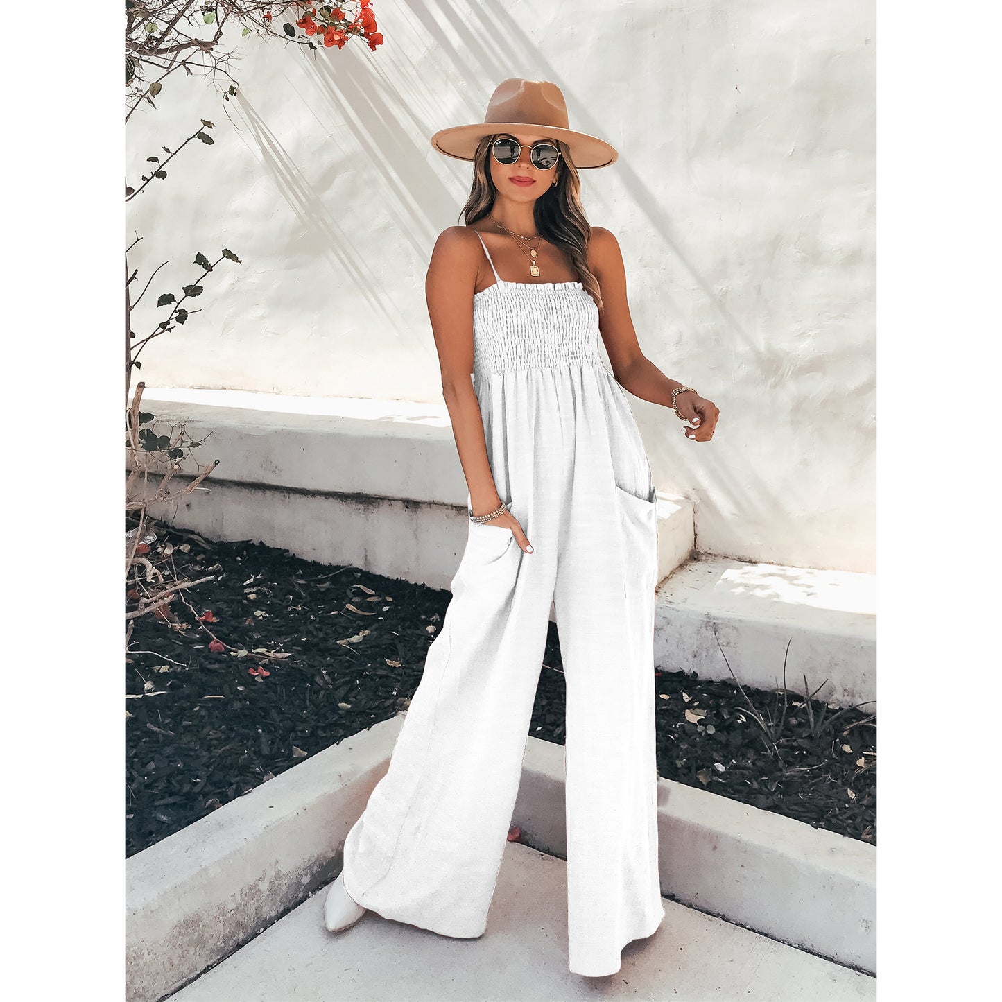 Dame Lækkert Jumpsuit med elastisk overdel og sidelommer Stiila