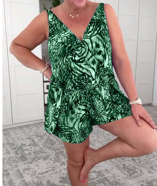 Dame jumpsuit med V-udskæring og legende snit Stilla