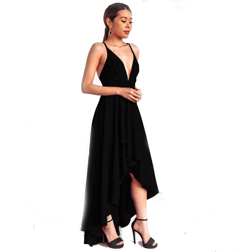 Dame Elegant aftenkjole med asymmetrisk snit og flydende chiffon Stilla