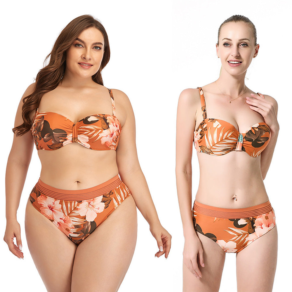 Dame bikini-sæt med blomstret design og højt skårne underdele Stilla