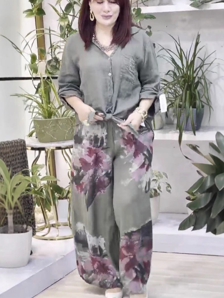 Dame legeret jakkesæt med blomstret mønster Stiila