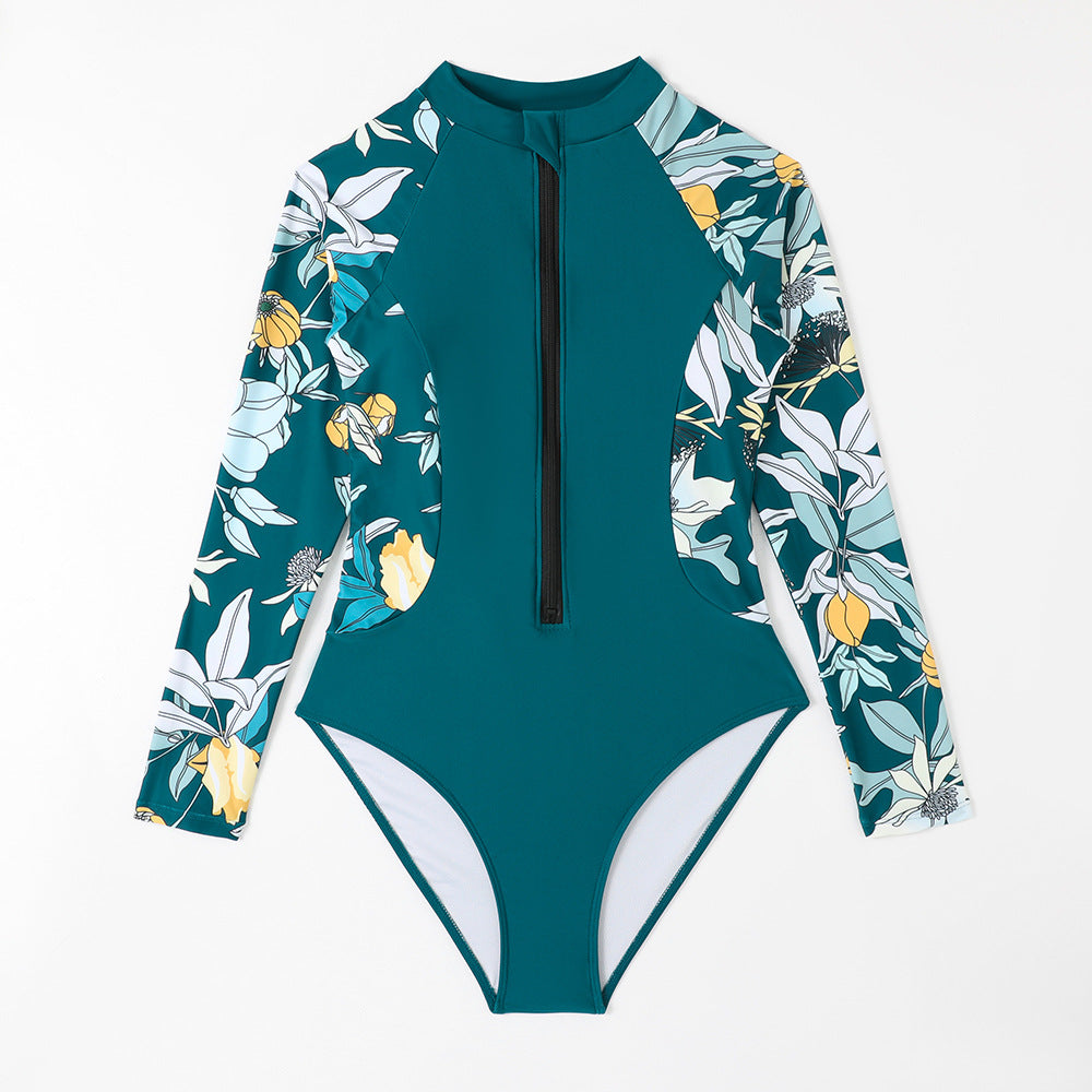 Damer Enstykke Badetøj med lange ærmer og blomsterdesign Stilla