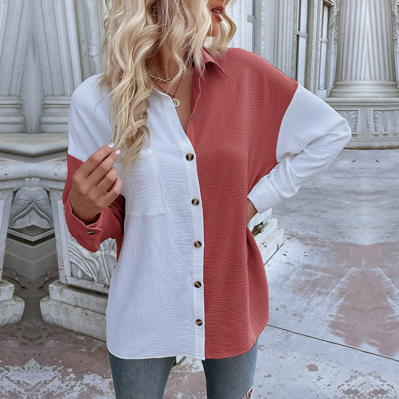 Dame Elegant Bluser med asymmetrisk knapliste og brystlomme Stilla