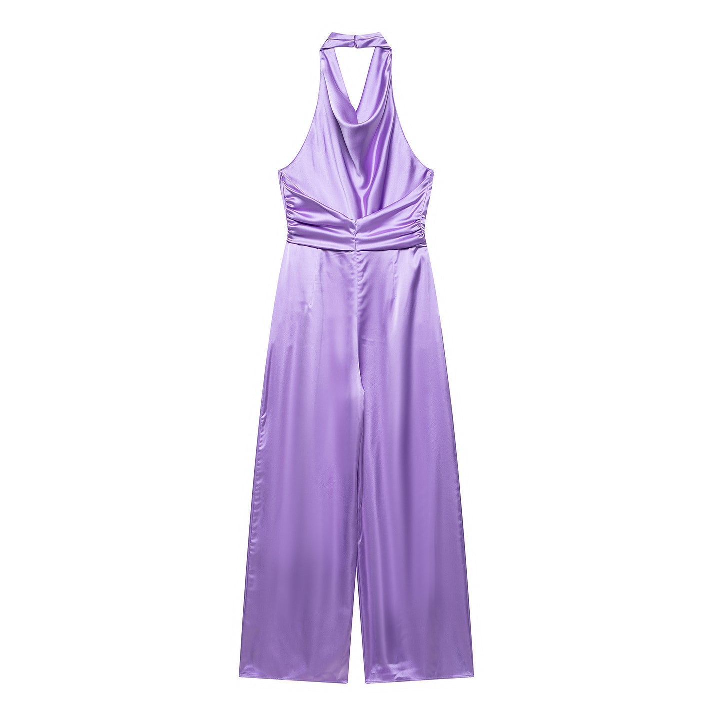 Femme Halterneck Satin Bredbenet Jumpsuit Stilla
