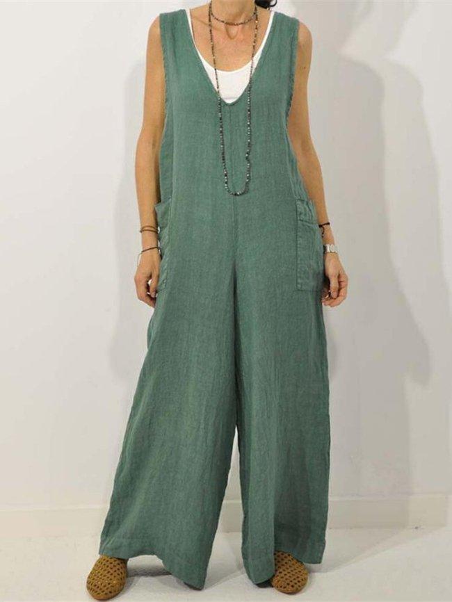 Dame Løs Bredbens Jumpsuit med Lommer Stilla